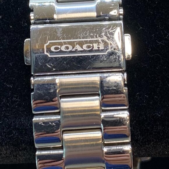 Coach "Andee" Boyfriend Watch Stainless Steel with Black and Light Blue Dial - Picture 6 of 6